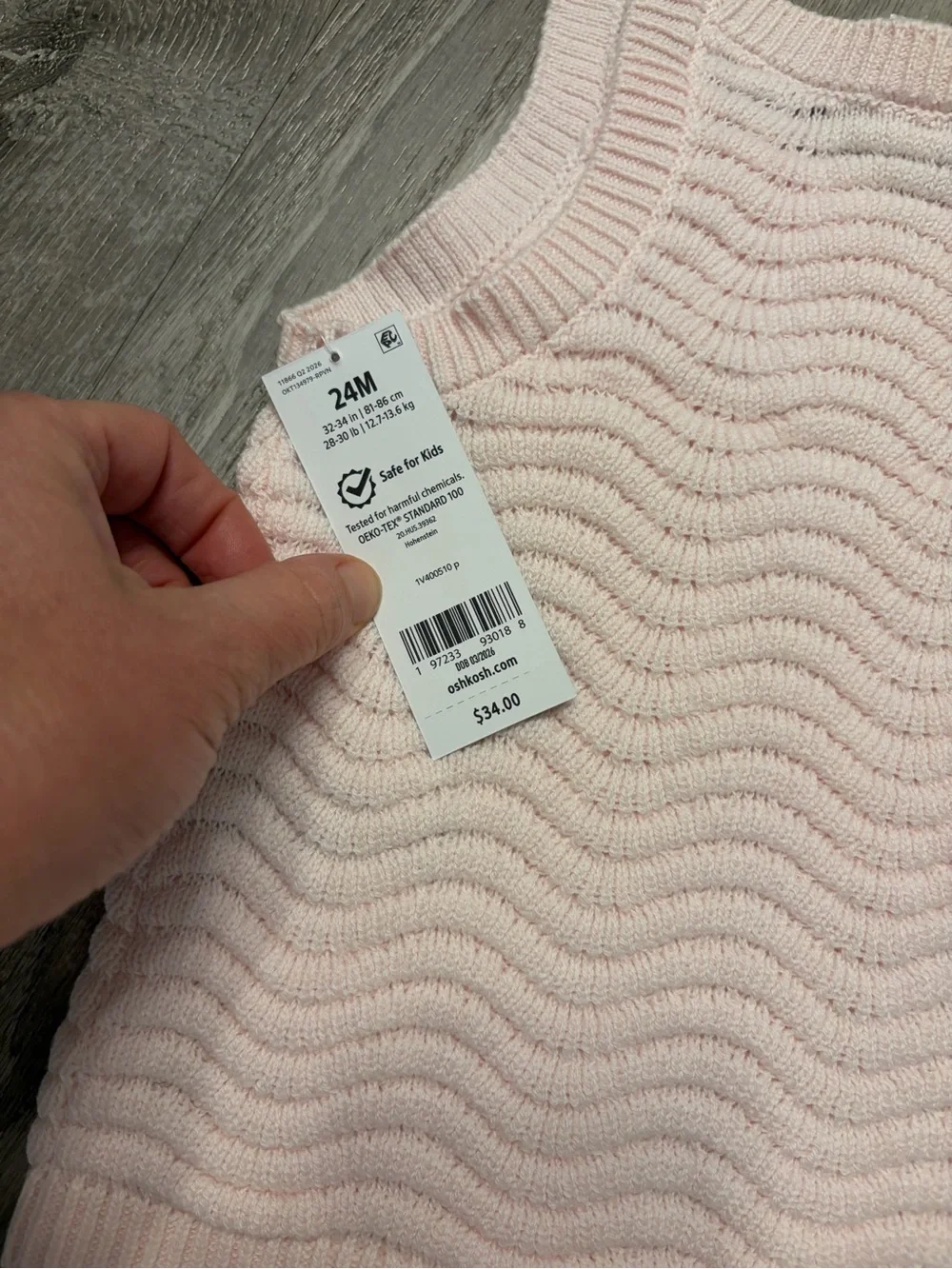 OshKosh B'gosh Light Pink Off-the-Shoulder Knit Tank Sweater- NWT